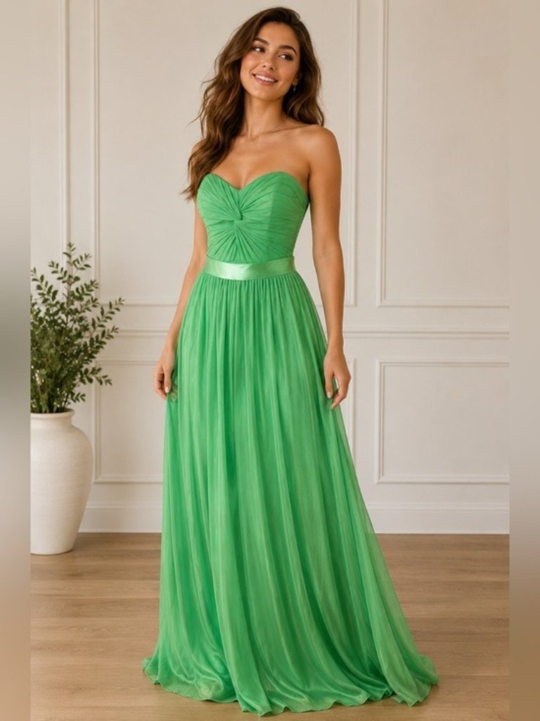 Betsy & Adam Tulle Gown Women 4 Emerald Green Strapless Prom Maxi Dress